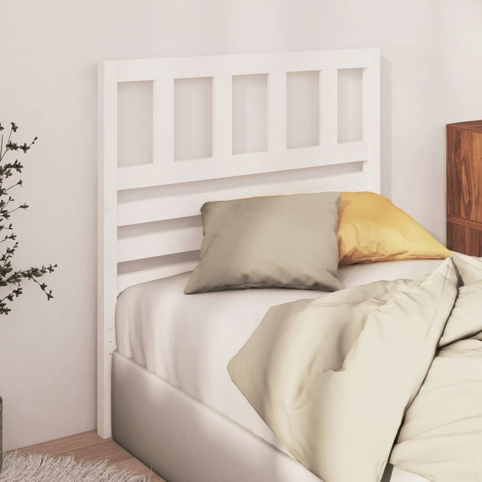 Testiera Letto Singolo In Legno Massello Di Pino - Design Moderno, Marrone Miele, 95x4x100 Cm