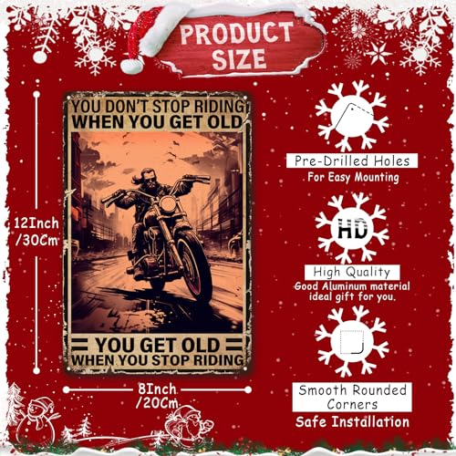 Aluminum Vintage Tin Signs Retro Sign Motorcycle You Don’t Stop Racing When You Get Old Cat Poster Tin Sign Iron Painting Home Family Love Gift For Home Wall Decor Christmas Decor 8.00"x12.00" - Image 3