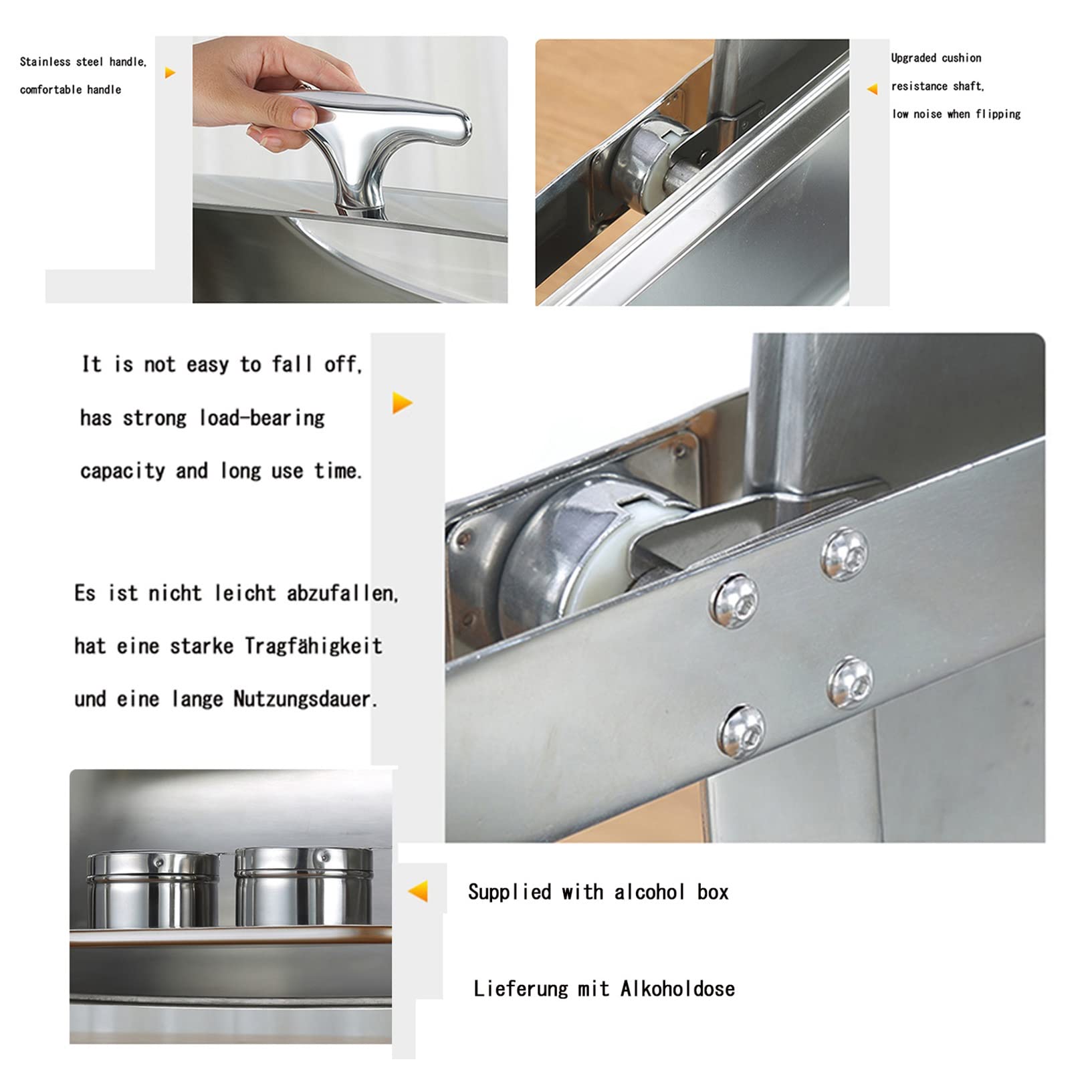 Olla de Calentamiento Aislamiento Calentador Alimentos Calientaplatos buffet bandejas de Acero Inoxidable Chafing Dish Servidor Termostato de temperatura,Bandeja Calientes Función Mantenimiento Calor