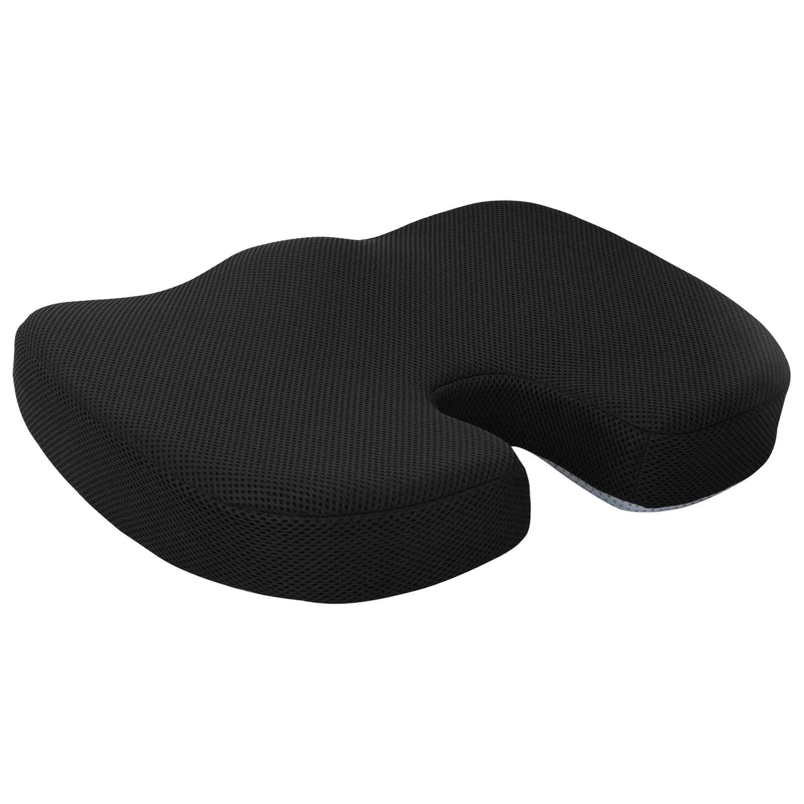 Cuscino per sedia, tinta unita, nero, 47 x 36,5 x 8 cm, in memory foam, ergonomico, antiscivolo, lavabile, con rivestimento per sedia, ufficio, sala da pranzo, cuscino per pallet, coccige