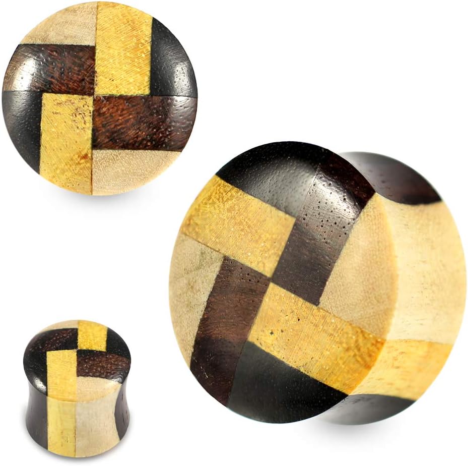 Celtic Iron, Crocodile and Saba Natural Wood Double Flared Gauge Ear Stretcher Saddle Plug Body Piercing Jewelry