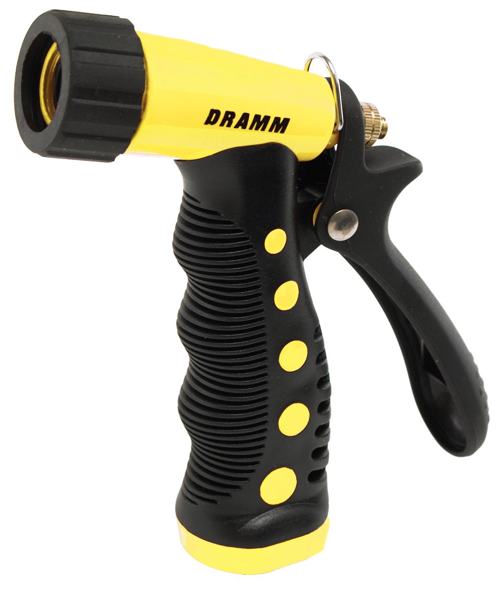 Dramm ColorStorm Premium Pistol Spray Nozzle – Heavy-Duty Adjustable Garden Hose Sprayer with Ergonomic Grip &amp; Variable Water Patterns for Garden, Car, Deck, and Outdoor Cleaning – Yellow