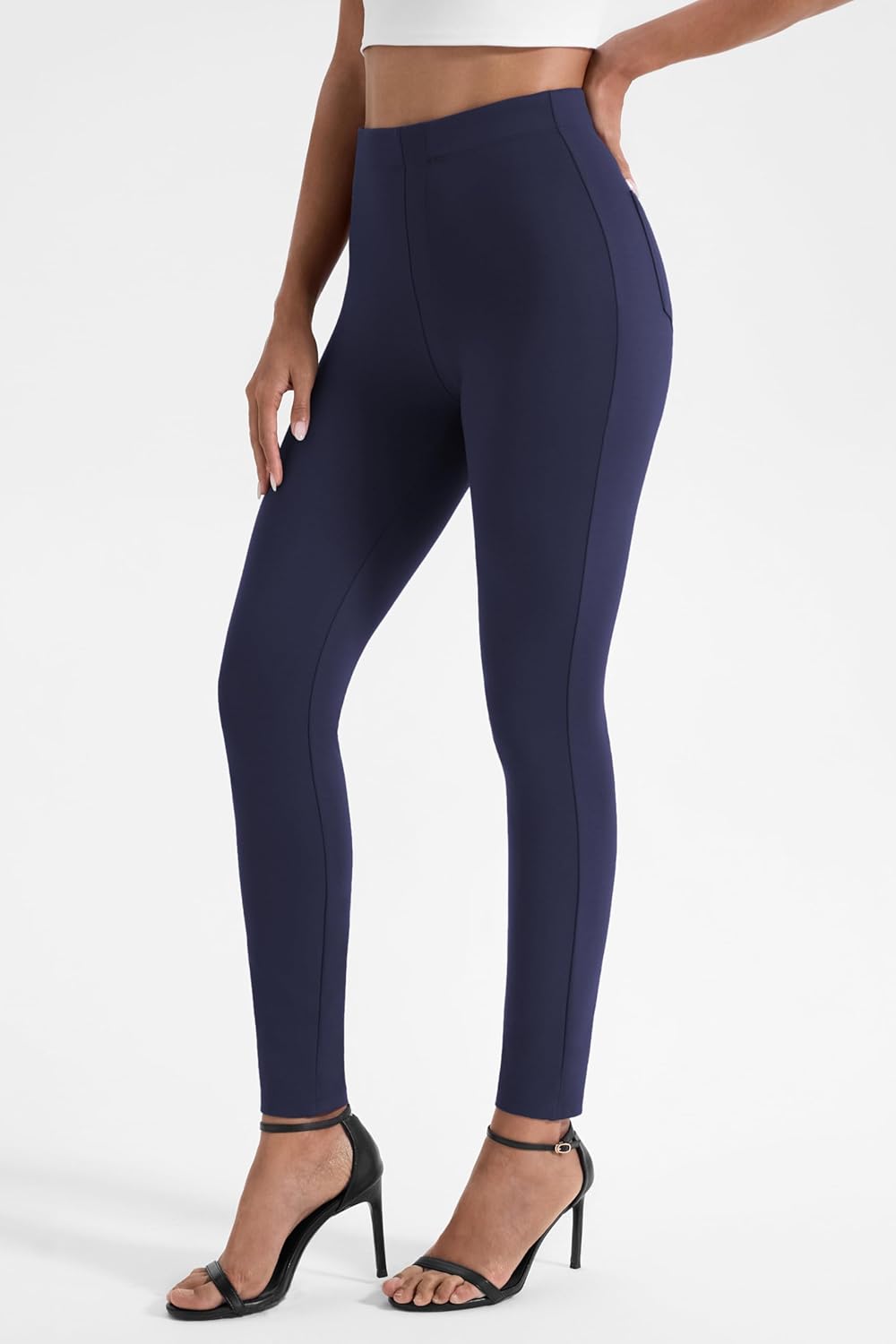 AFITNE Women's Yoga Dress Pants High Waist Pull On Stretchy Skinny Slacks Business Casual Work Pants with Pockets - Image 4