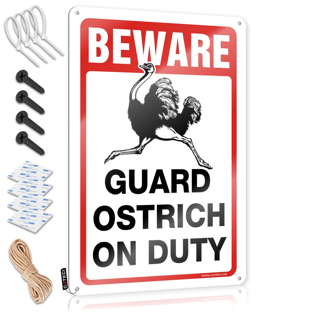 Retro Wall Art Decore Custom Tin Sign, Present Fade Resistant Beware! Guard Ostrich On Duty For Home Kitchen | Sarcastic Vintage Decor For Kitchen Party(30X40CM)