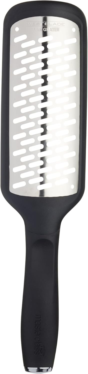 MasterClass West Blade Handheld Stainless Steel Cheese Grater with Handle, 30 x 6.5 cm (12'' x 2.5'') - Coarse Holes