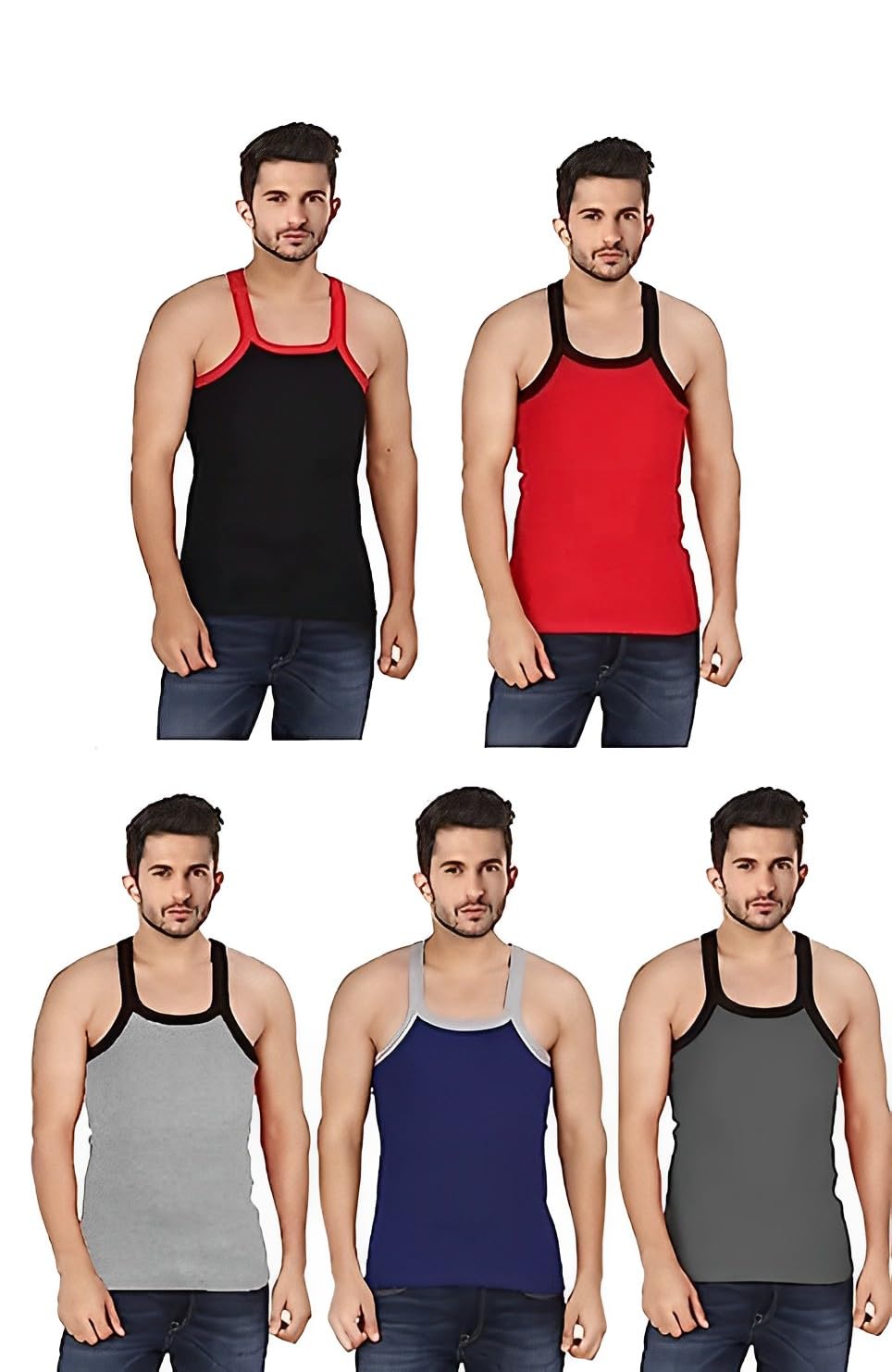 Coloured Vest Fro Men Sleeveless Cotton Sports Undershirt Solid Colours Comfortable Rib-image-32