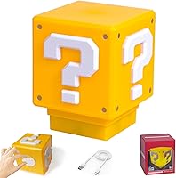 Vista 1 de Super Bros Mini Night Light Question Block Toys Night Light for Kids Square Brick USB ith Game Sound Effects Lamp for Desktop as Gifts for Kids