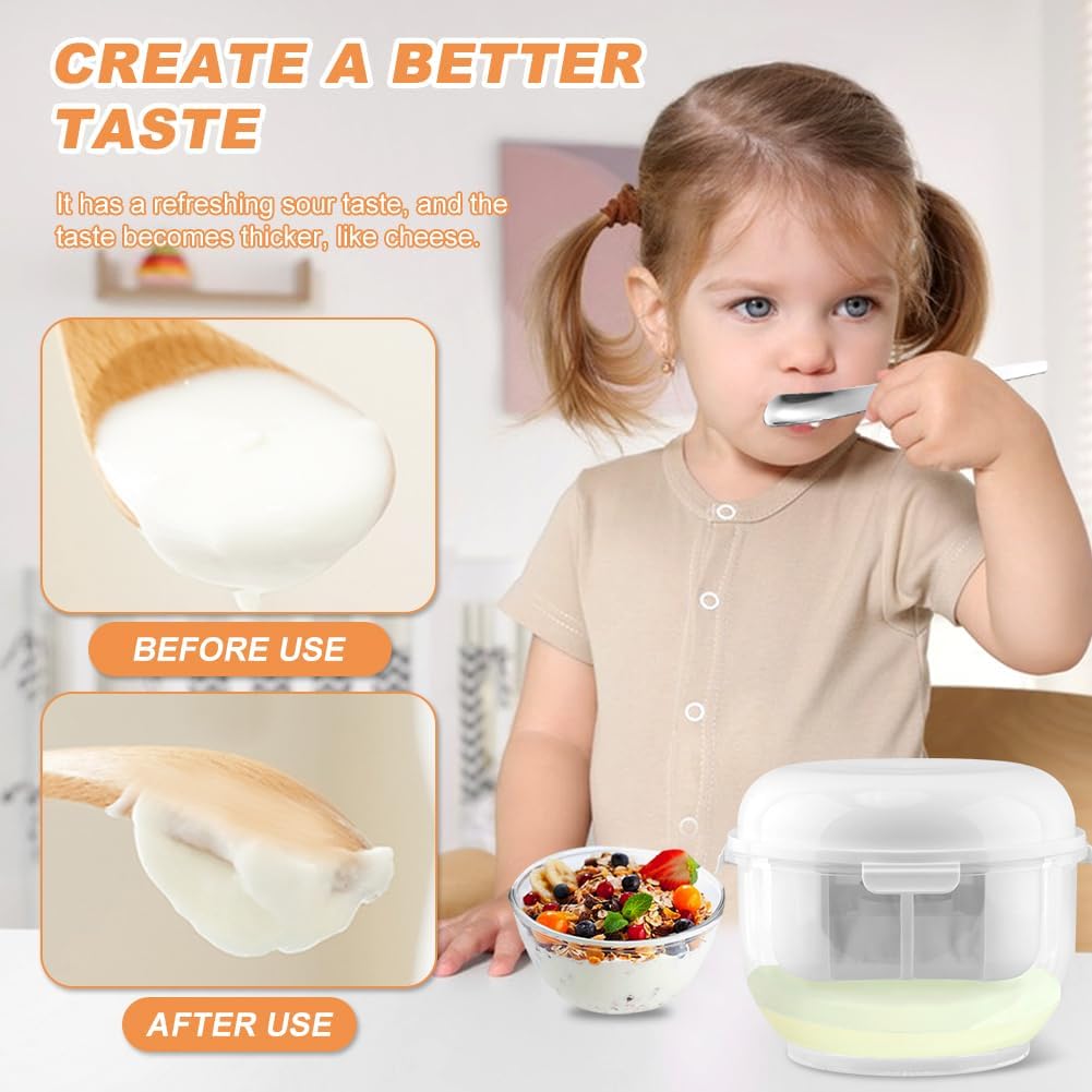 Greek Yogurt Strainer, 2 Qt Ultra-Fine Mesh Filter with Spring Press, Large Yogurt Container for Homemade Greek Yogurt, Works for Cheese, Kefir & Nut Milk, Spoon Included