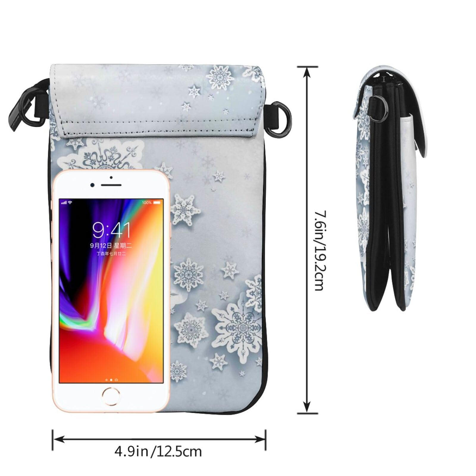 Amazon.co.jp: スマホポーチ 雪の結晶 銀色 スマホケース ショルダー