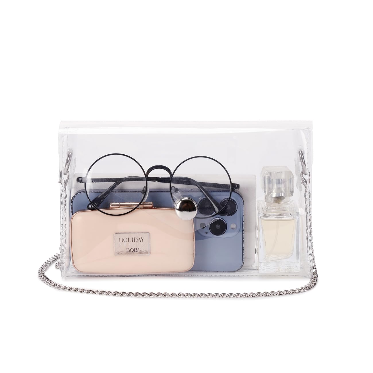 LAM GALLERY Clear Shoulder/Crossbody Chain Bag Clear Purses Stadium Approved Clear Bag for Sport Event Concert