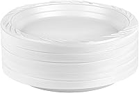 Vista 7 de Blue Sky Platos de plástico blanco de 6 pulgadas, 100 platos de plástico desechables, aptos para microondas, perfectos para fiestas de cumpleaños