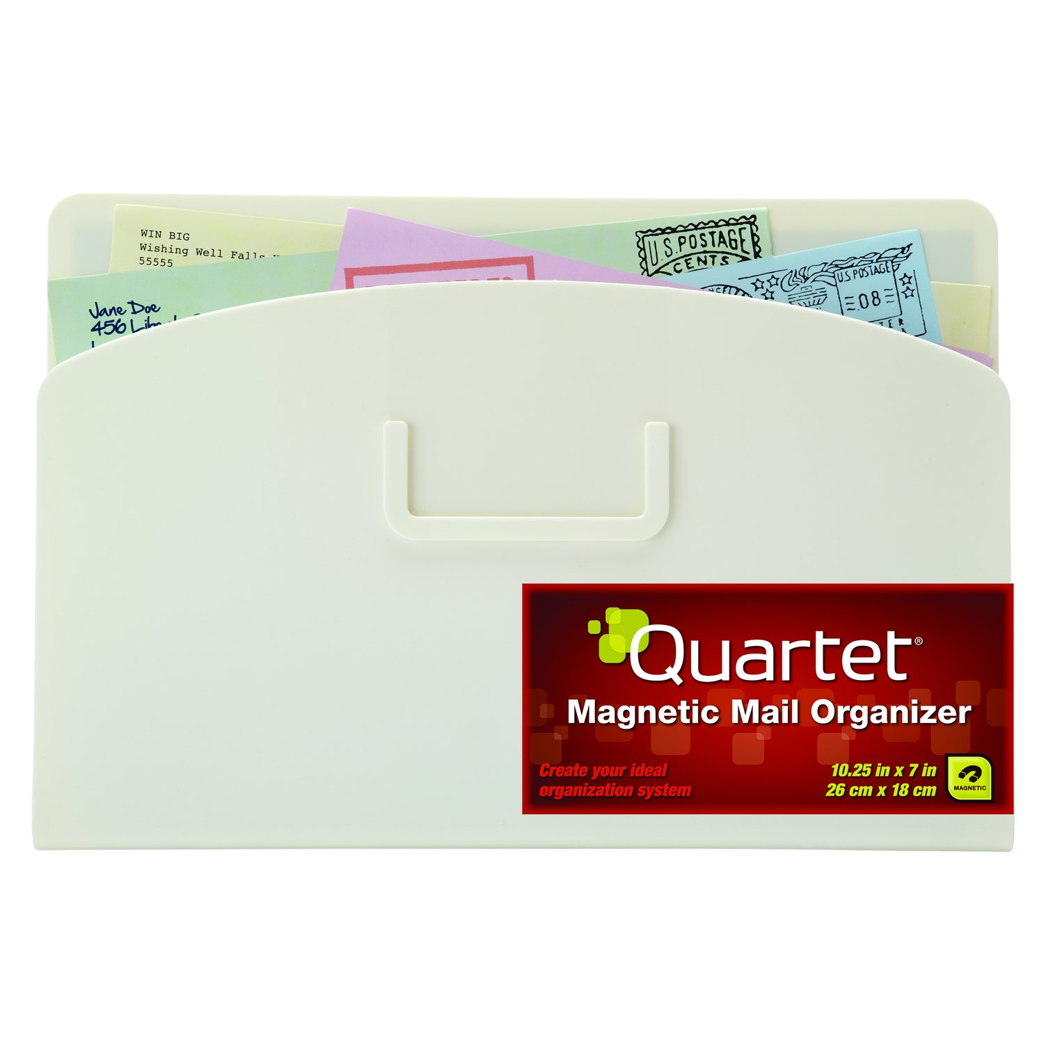 Quartet Magnetic Mail Organizer Storage Pouch, 10 x 7 Inches, White (48123-WT)