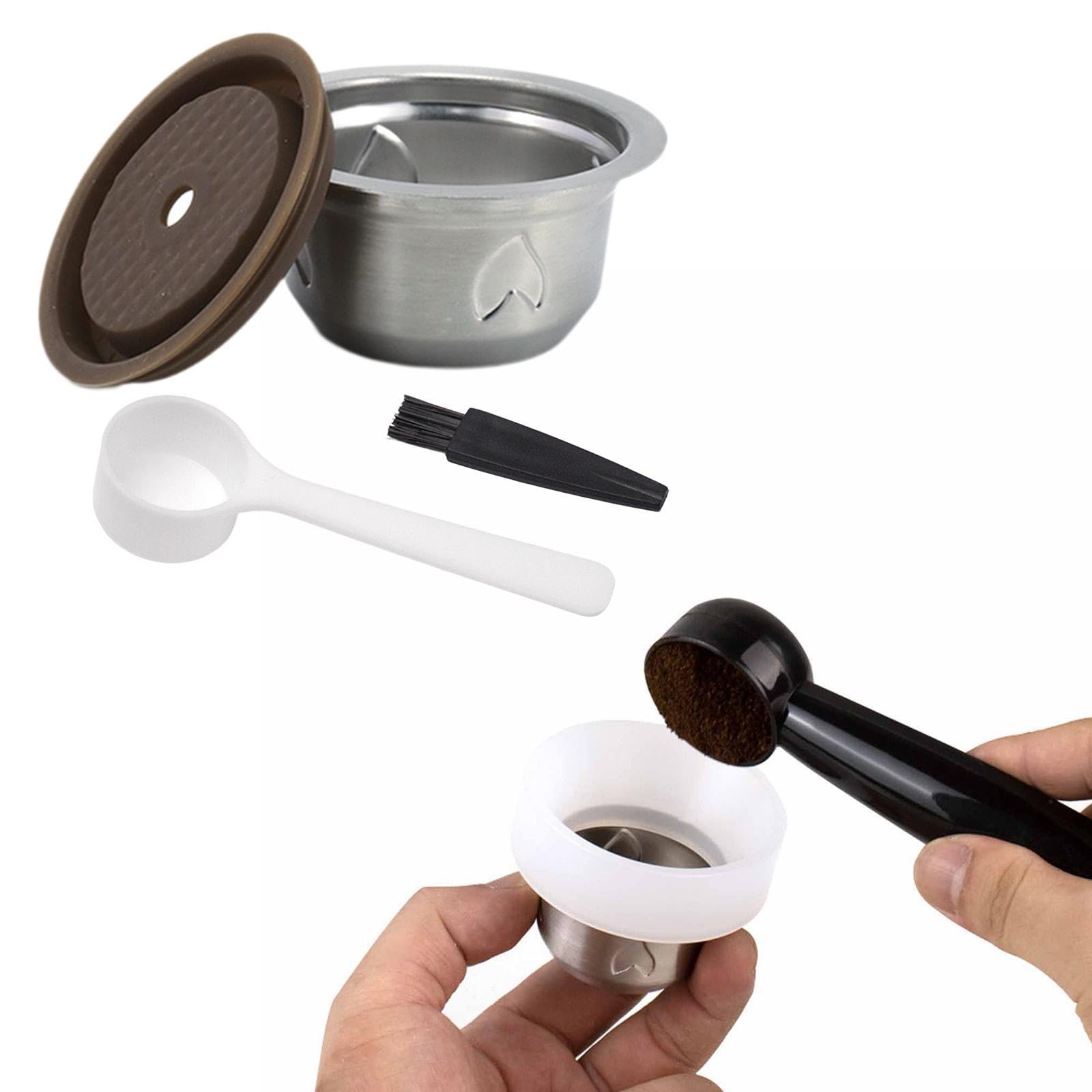 perfk Juego de cápsulas de café reutilizables, cápsula multiusos de acero inoxidable, taza de filtro de regalo, cápsulas de café rellenables, accesorios, 230 Ml
