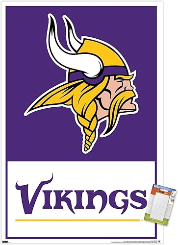 Trends International NFL Minnesota Vikings - Póster de pared con logotipo 21, 22.4 pulgadas de largo x 14.7 pulgadas, paquete de póster y montaje