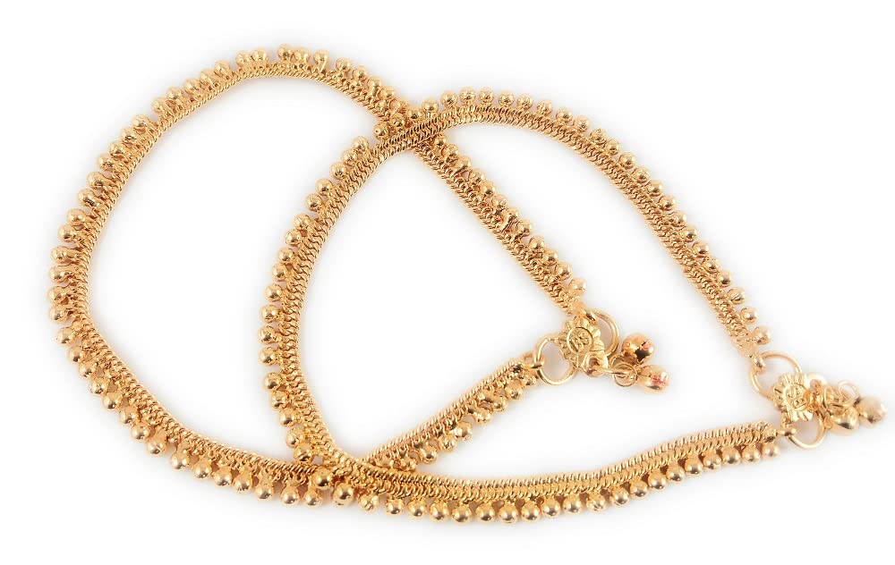lovely dreams One Gram Gold Plated & Brass Stylish Anklets Kolusu Payal Ghungroo for Women & Girls (10.5 Inch)(ANK-7003)-picture-10