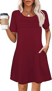 Womens Dresses Casual Short Sleeve Tunic Summer Midi Dress for Women S-XXL - Buy now