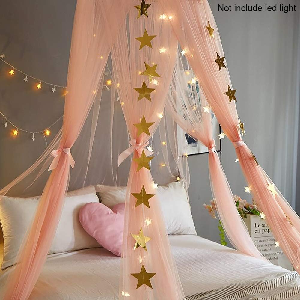 KLUFO Bed Canopy Premium Yarn Play Tent Bedding for Kids Playing Reading with Children Round Lace Dome Netting Curtains Baby Boys and Girls Games House