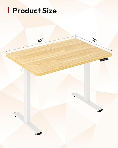 Miniatura 2 de SANODESK Escritorio eléctrico de pie de 48 x 30 pulgadas, escritorio de pie ajustable en altura con controlador de 2 botones, escritorio ergonómico