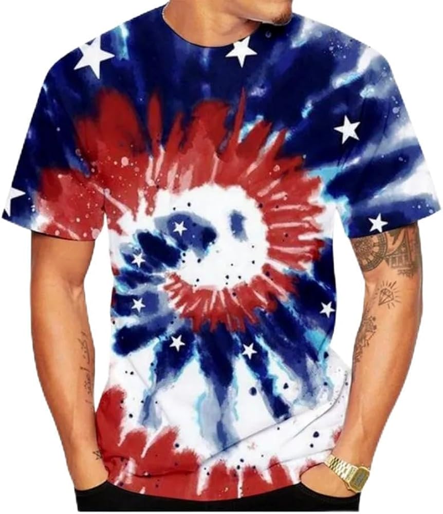 2024 Fashion Creative Gradient Tie Dye 3D Print Short Sleeve T-Shirt