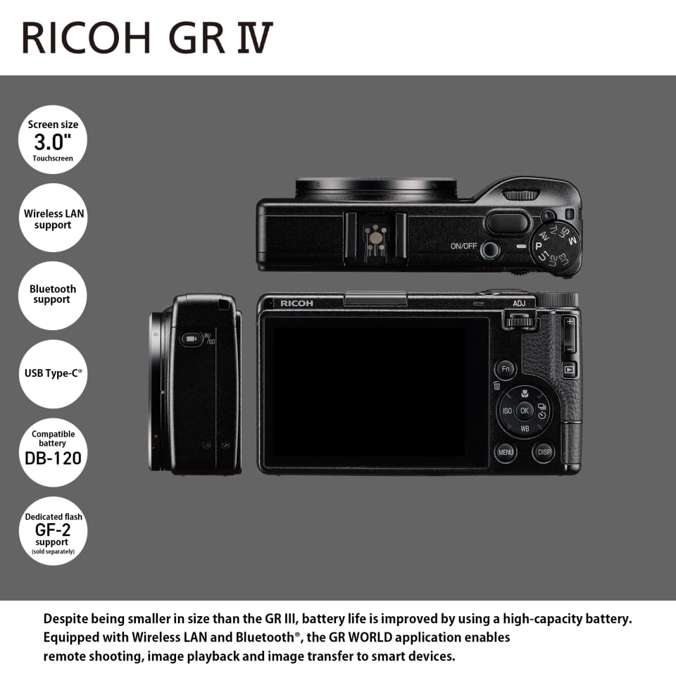 Image of Ricoh GR IV Premium Compact Digital Camera [Focal Length 28mm] [25.7MP APS-C Size CMOS Sensor ] [~ 0.6s High-Speed Startup] [Fast Autofocusing] [ISO 204800] [The Ultimate Snap Shooter]