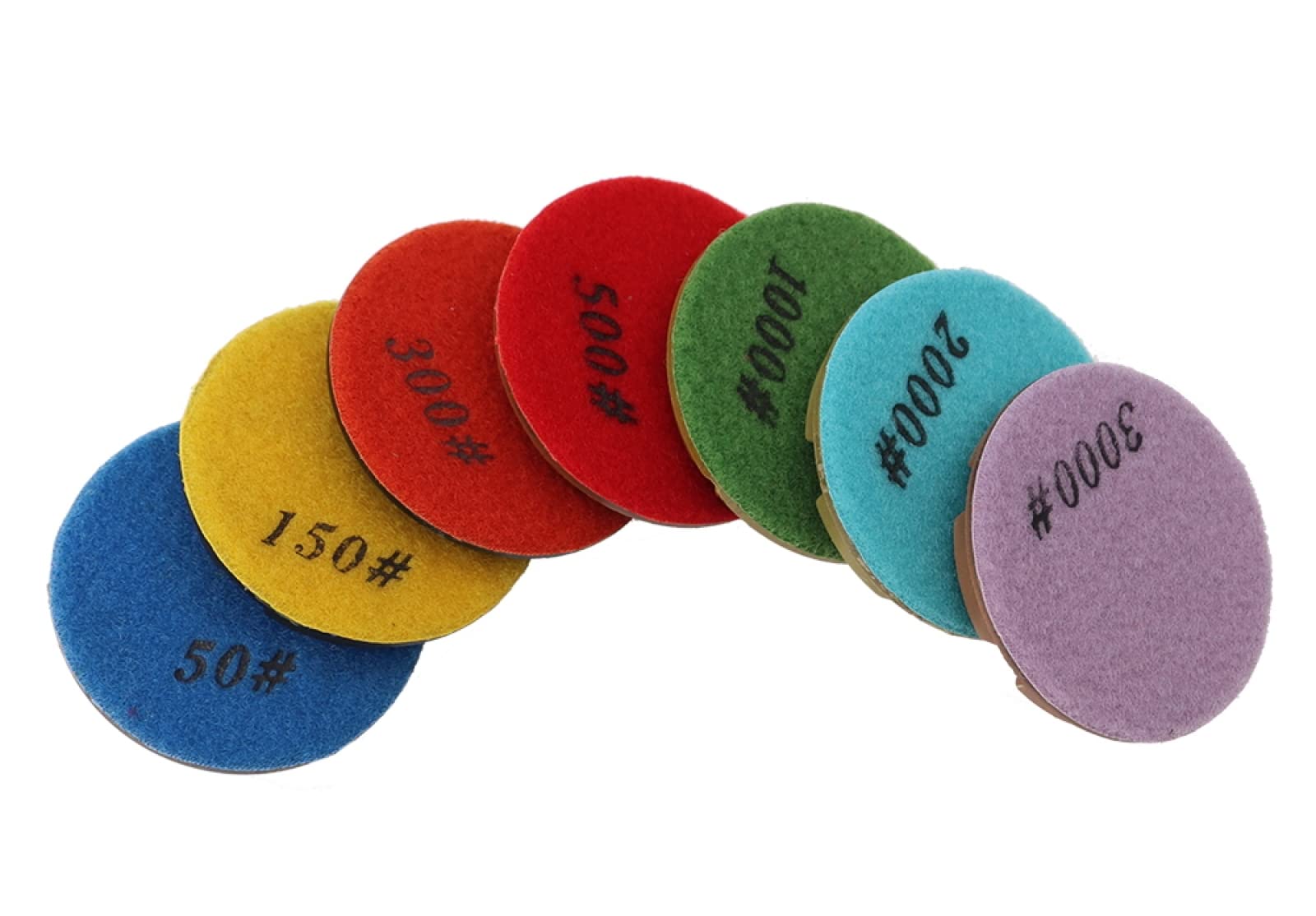 Almohadillas de pulido de diamante, Juego de 7 almohadillas de pulido de diamante de 3 pulgadas, 80 mm, for pulido de suelos de hormigón en seco o húmedo, discos de pulido for restauración de cerámica