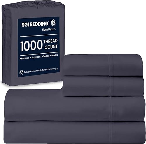 SGI bedding Juego de sábanas de algodón egipcio de 1000 hilos, sábanas de 1000 hilos para cama tamaño King, sábanas suaves y duraderas, sábanas de