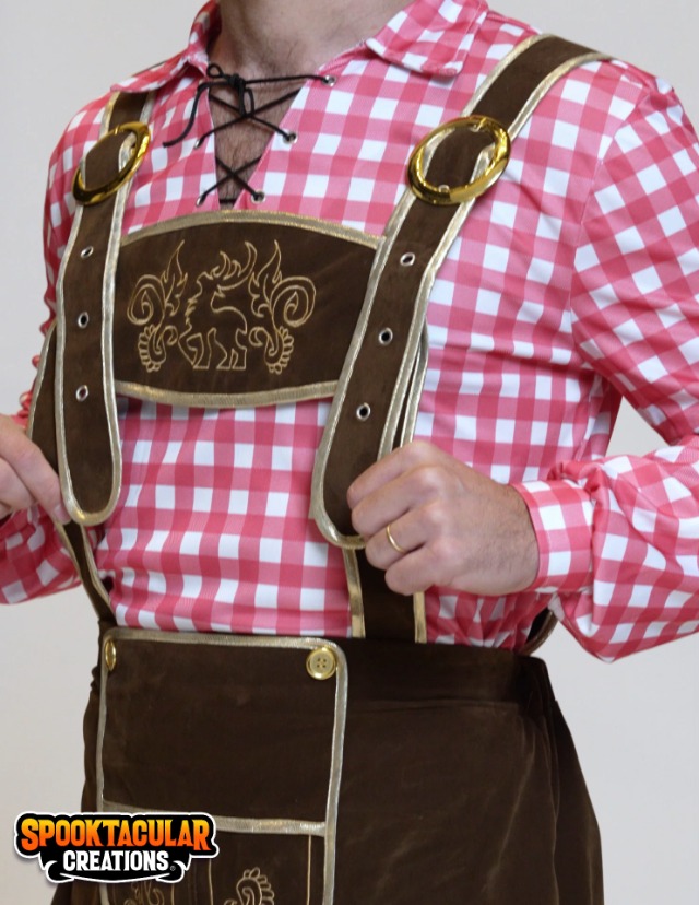 Spooktacular Creations Costume Oktoberfest Homme à Carreaux Rouges - Ensemble Bavarois Complet