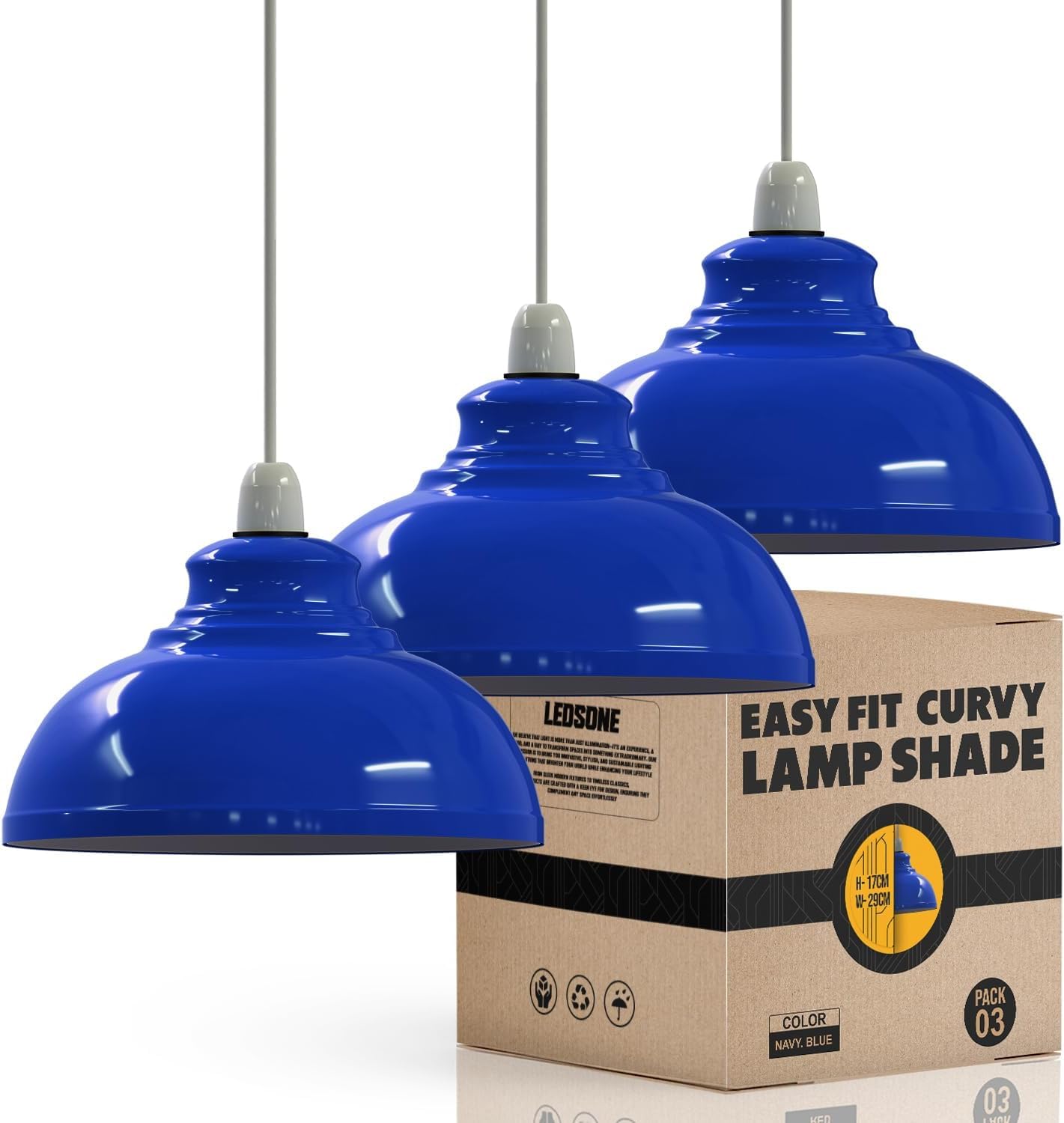 LEDSONE 3 Pack of Ceiling Light Shade, Vintage Metal 29cm Curvy Shaped Lamp Shades Easy fit Ceiling Pendant Lightshade for Living Rooms bedrooms Kitchen Dining Room Restaurant โ image 1