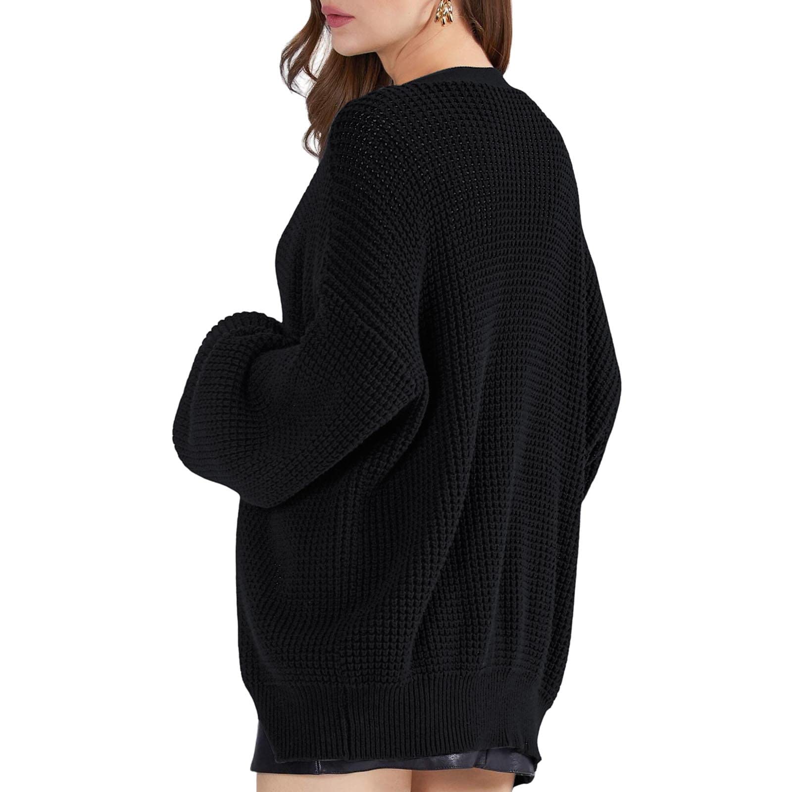 Cardigan Mi Long Mujer Chic Y Elegant - Chaleco de punto de manga larga para mujer | 2026 Nuevo suéter colorido versátil chaleco con botón chaqueta casual grande chaqueta de punto grande suéter