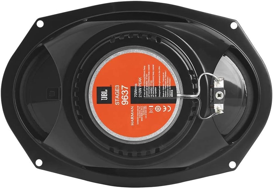 JBL 420W Peak (140W RMS) 6" x 9" Stage3 Series 3-Way 3-Ohm Coaxial Car Speakers Bundled with Earbuds (Renewed)