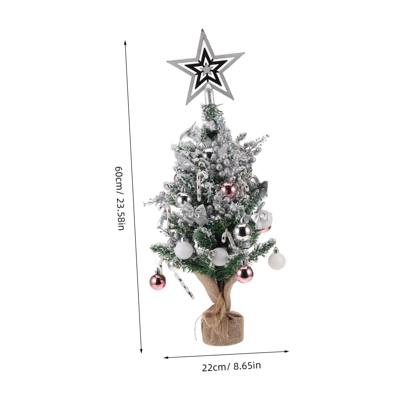 Mini-Weihnachtsbaum Skulptur Mit Schneebeflockung Künstlicher Tischbaum Für Schreibtisch Büro Und Zuhause Dekoration Silberfarben Ohne Licht