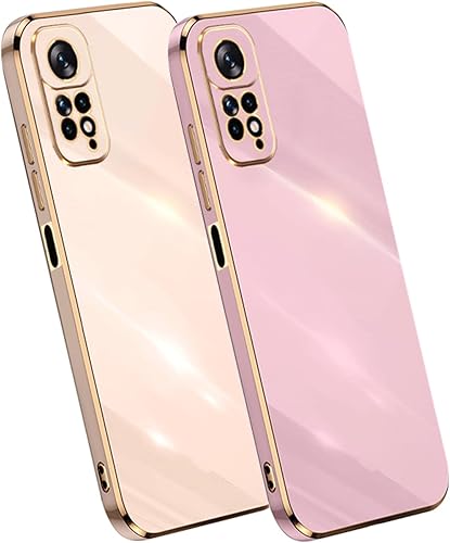 KUWAI Paquete de 2 fundas de teléfono para Xiaomi Redmi Note 11 4G, funda galvanizada de silicona TPU para Xiaomi Redmi Note 11 4G para hombre y