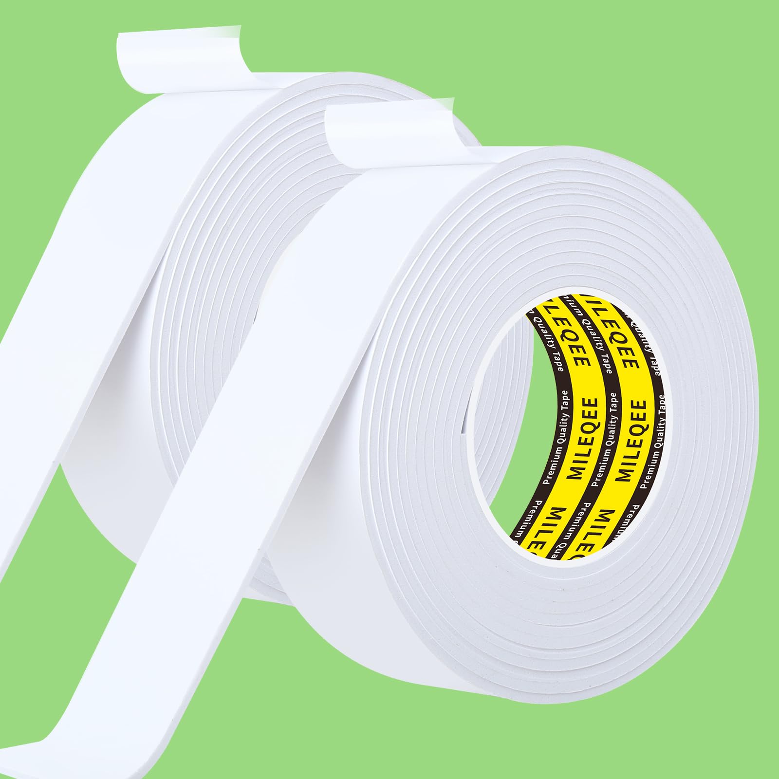 2Pack Single-Sided Adhesive Foam Tape EVA White, Multipurpose Sealing Strip Foam Sponge Pad Window Weatherproof Insulation Door Draft Stopper Sealer,