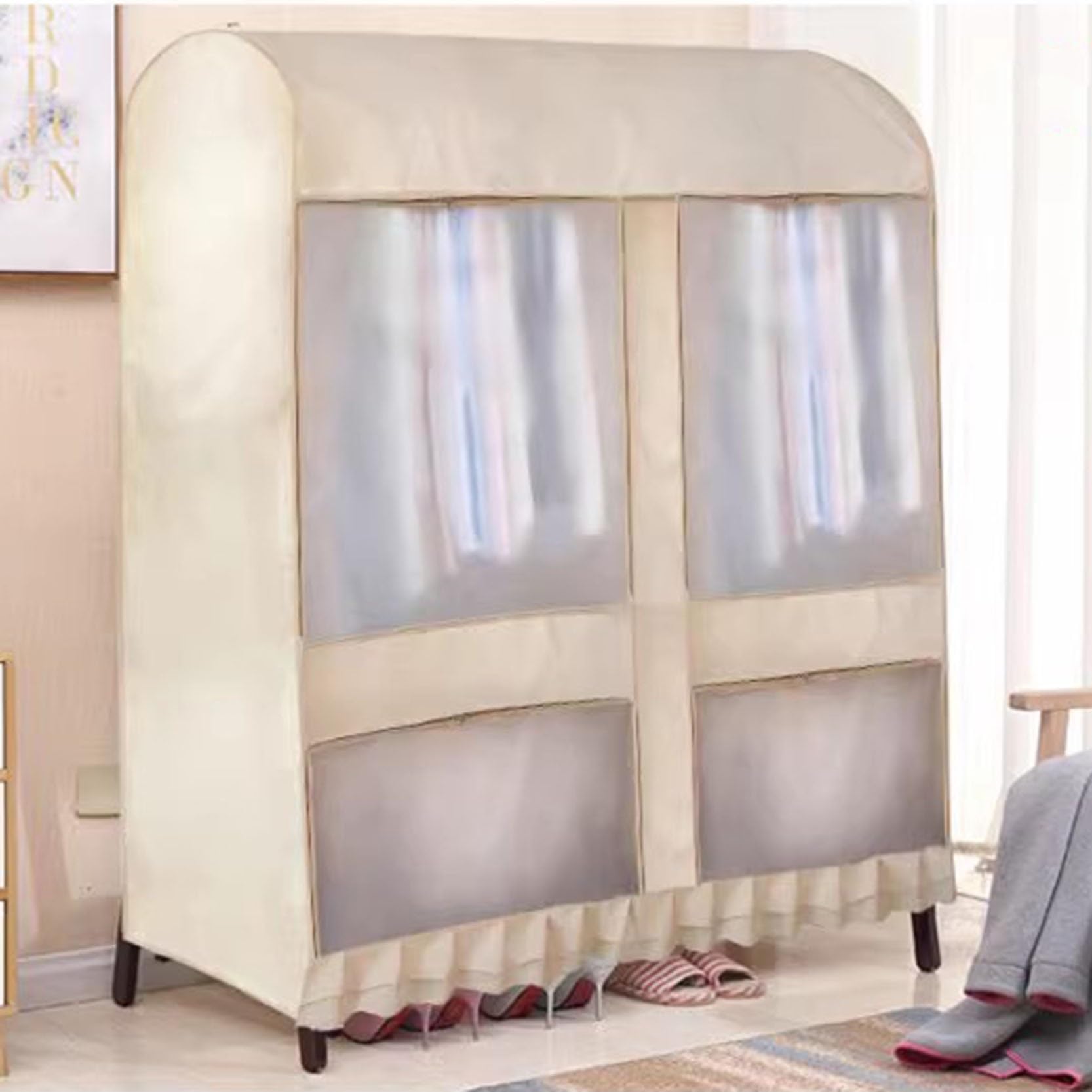 Funda para perchero transpirable con cremallera, a prueba de polvo, para colgar ropa, altura ajustable, 1,5 m, se adapta a estantes de 3,285,25 m, ideal para almacenamiento y organización (B 150 x 50