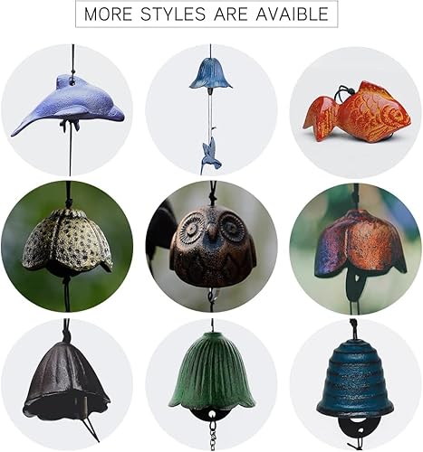 Miniatura 5 de Campanas de viento tradicionales japonesas de la suerte para exteriores, Iwachu - Campana de viento de hierro fundido con bendición del templo,