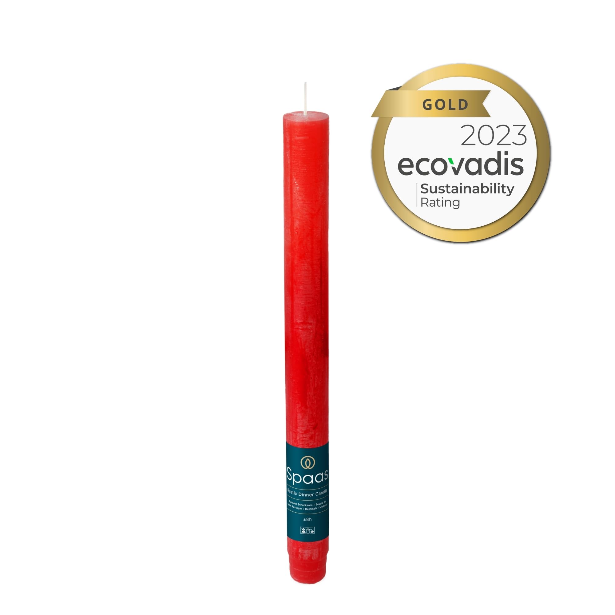 Spaas 12 x 12 Rustic Unscented Household Candles, ± 8 Hours, Red