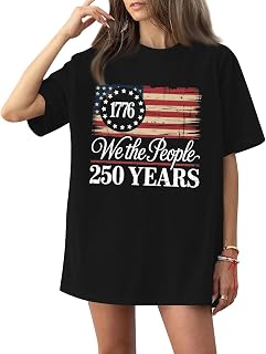 HXHYQKP American Flag T-Shirt for Women Patriotic Tee 4th of July Independence Day Shirts 250th Anniversary USA Tops