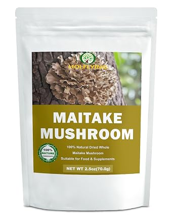 Dried Raw Maitake Mushrooms - 2.5 oz, All-Natural Whole Maitake for Cooking, Soup, Tea and Vegan Recipes, No Additives, No GMO