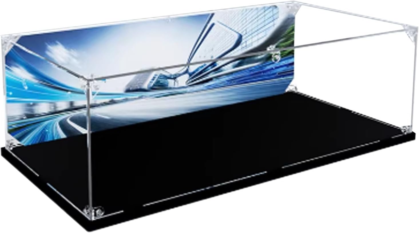 Acrylic Display Case for Le-go 60444 F1 Garage and Racing Car Model, Dustproof Display Box (display box only) (StyleA Background 3mm)