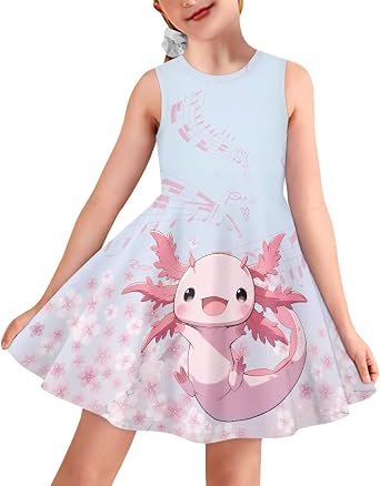 Kids Sleeveless Dress Summer Skirt Puffy Swing Midi Length Dress for Girls Size 3-16 A Line Dress for Daily Outdoor