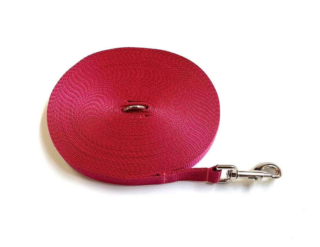 Dog Training Lead 50ft 15 Metre Leash Horse Lunge Line Tracking Recall Obedience In 25mm Polypropylene Webbing (Burgundy)