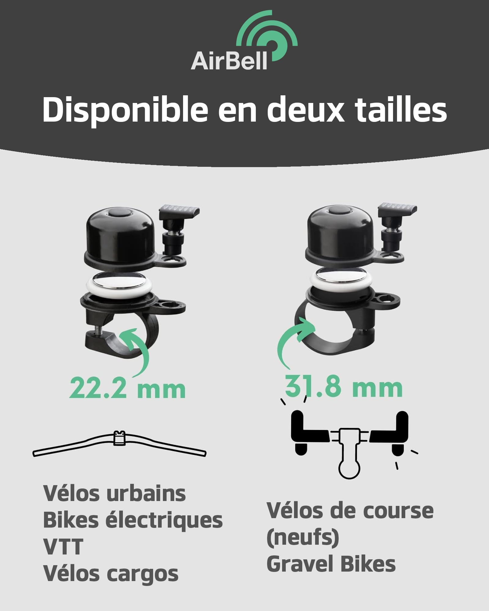 AirBell Apple AirTag Alarme antivol pour vélo