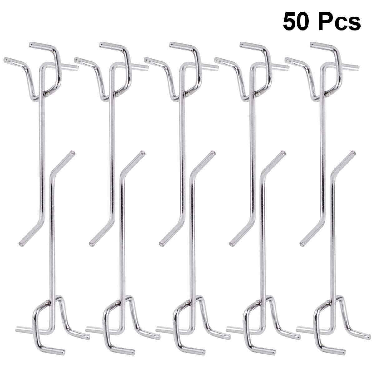 STOBAZA Versatile Metal Pegboard Hooks - 50 Pieces, Various Length Options - Stainless Steel, Ideal for Supermarket Retail Display, Negozi Ferramenta, Garage Shelf Organization