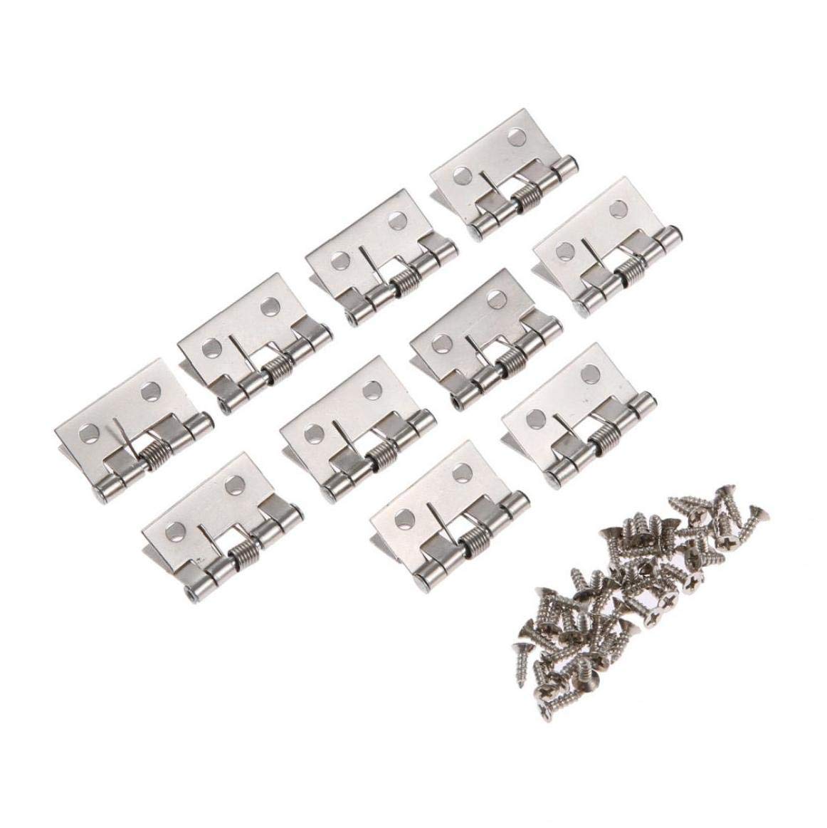 Hotaden 10pcs Spring Loaded Stainless Steel Butt Hinges for Furniture Cabinet Door Drawer Wood Box Decorative Mini Hinge 26 * 31mm