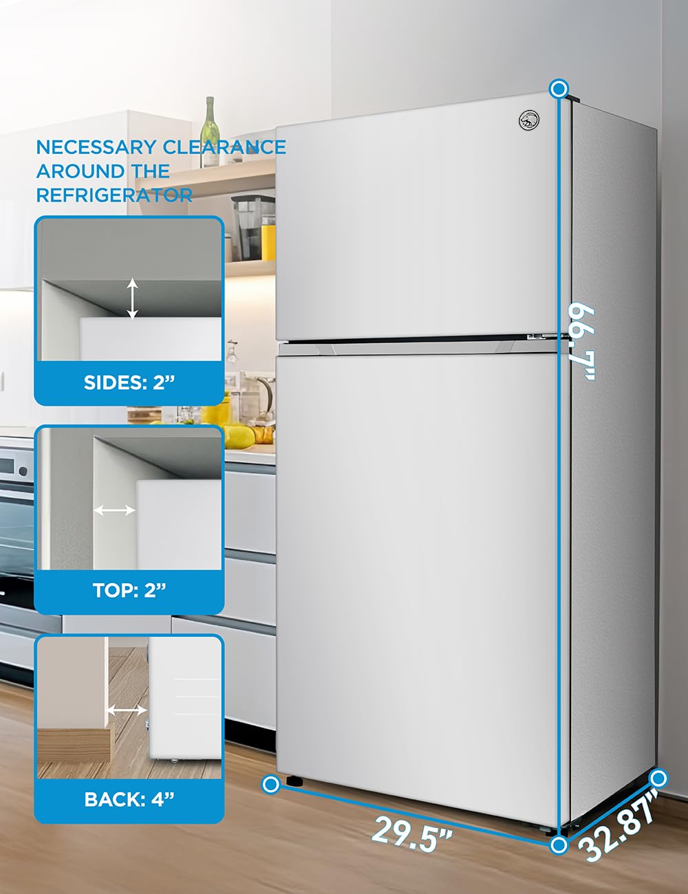 Commercial Cool 20 Cu. Ft. Top Mount Refrigerator With Freezer, 2-Door Refrigerator With Top Freezer And Adjustable Temperature Control, Ice Maker Ready, Energy Star Certified, White on Fridge.com - View 6
