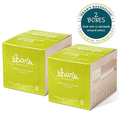 Miniatura 2 de Eban's Galletas frescas horneadas sin gluten, 24 galletas grandes (2 cajas de 12), suaves y masticables, envueltas individualmente, gourmet, sin