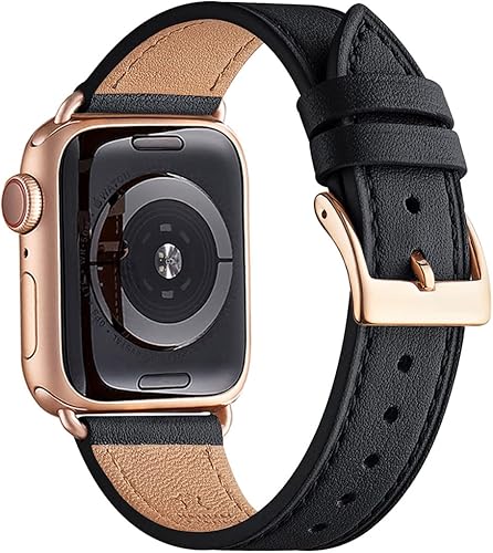 Bestig - Correa de repuesto para Apple Watch de 1.49, 1.57, 1.65 pulgadas y 1.73pulgadas, de cuero auténtico, para iWatch series 6, SE, 5, 4, 3, 2,