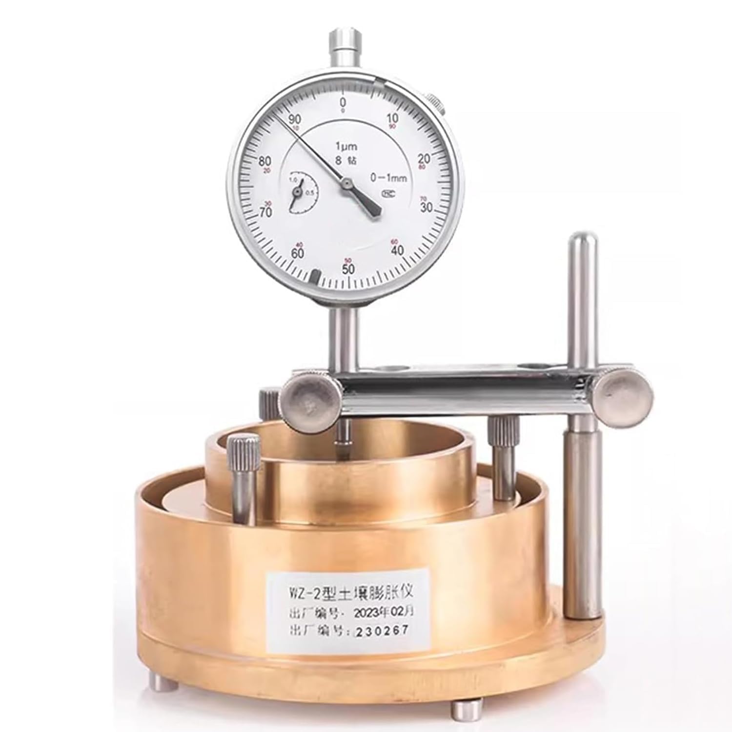Probador de tasa de hinchazón del suelo con taza de medición de latón, aparato de prueba de expansión de suelo desmontable para aplicaciones de laboratorio y análisis geotécnico del suelo, herramienta