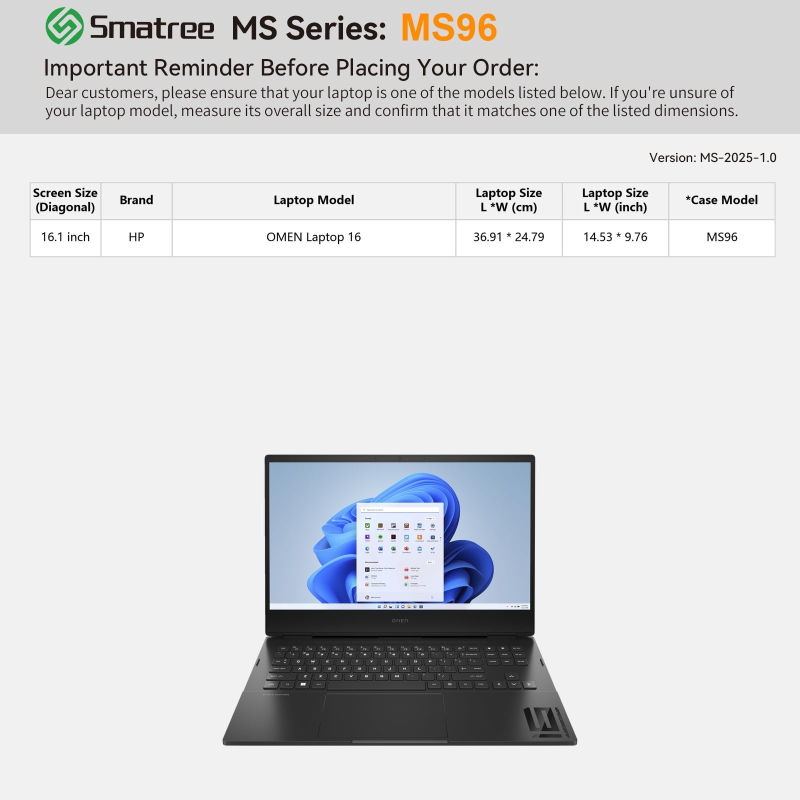 Smatree Funda rígida de EVA para portátil MS96 Funda rígida de EVA con Soporte Compatible para 16,1 Pulgadas HP OMEN portátil 16-n0797nr/16-k0797nr,Impermeable and antigolpes Funda
