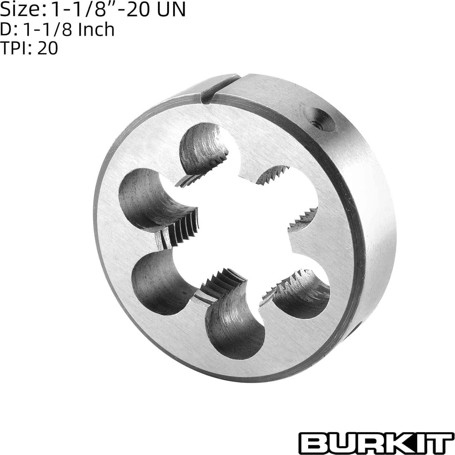 Burkit 1-1/8"-20 UN Round Threading Die, 1-1/8 x 20 UN Machine Thread Die Right Hand